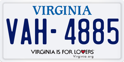 VA license plate VAH4885
