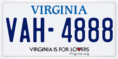 VA license plate VAH4888