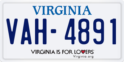 VA license plate VAH4891