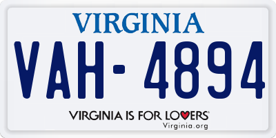 VA license plate VAH4894