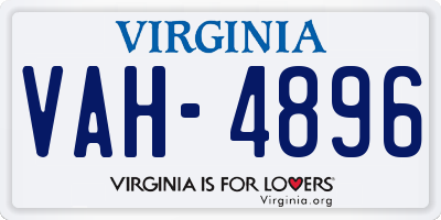 VA license plate VAH4896