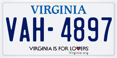 VA license plate VAH4897