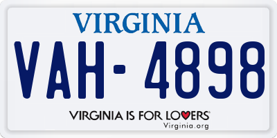 VA license plate VAH4898