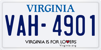 VA license plate VAH4901