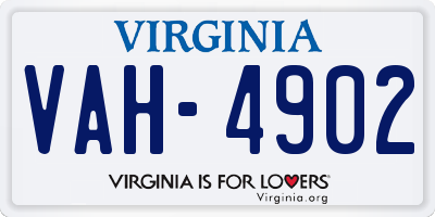 VA license plate VAH4902