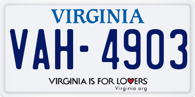 VA license plate VAH4903