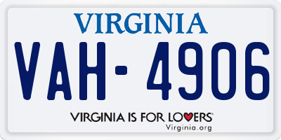 VA license plate VAH4906