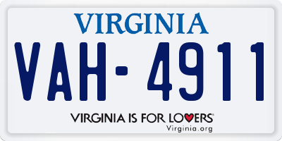 VA license plate VAH4911