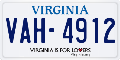 VA license plate VAH4912