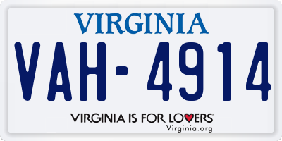 VA license plate VAH4914