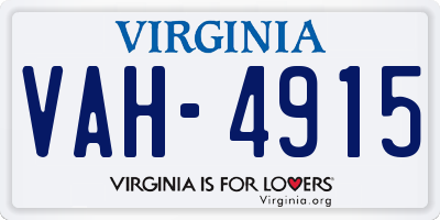 VA license plate VAH4915