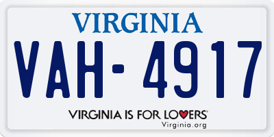 VA license plate VAH4917
