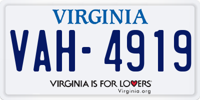 VA license plate VAH4919