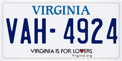 VA license plate VAH4924