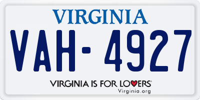 VA license plate VAH4927