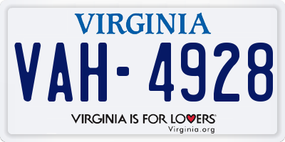 VA license plate VAH4928