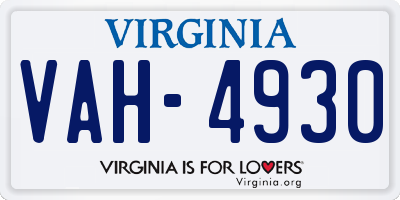 VA license plate VAH4930