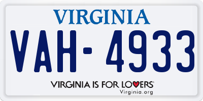 VA license plate VAH4933