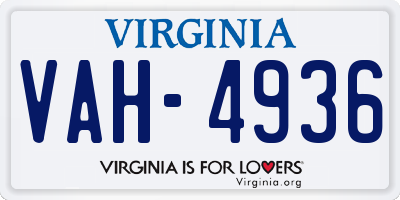 VA license plate VAH4936