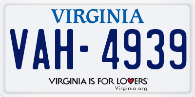 VA license plate VAH4939