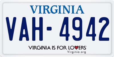 VA license plate VAH4942