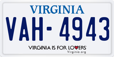 VA license plate VAH4943