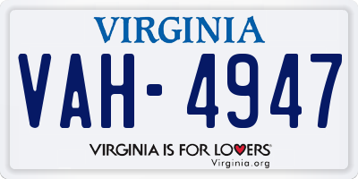 VA license plate VAH4947