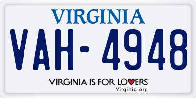 VA license plate VAH4948