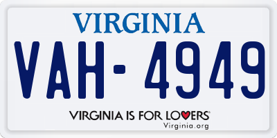 VA license plate VAH4949