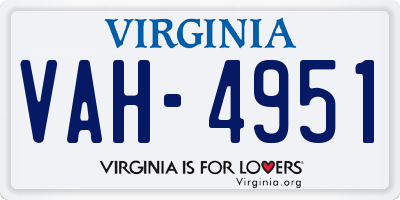 VA license plate VAH4951