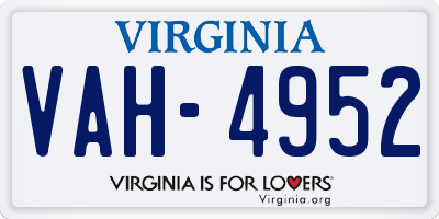 VA license plate VAH4952
