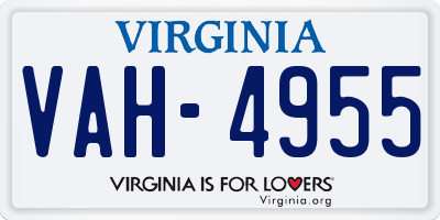 VA license plate VAH4955