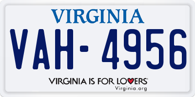 VA license plate VAH4956