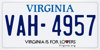 VA license plate VAH4957