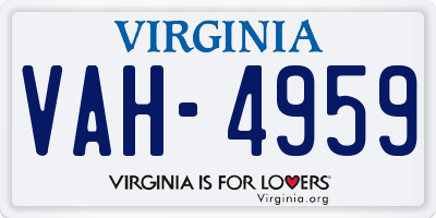 VA license plate VAH4959