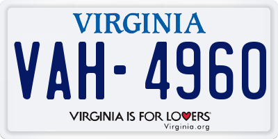 VA license plate VAH4960