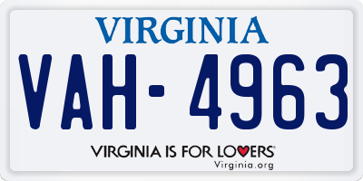 VA license plate VAH4963