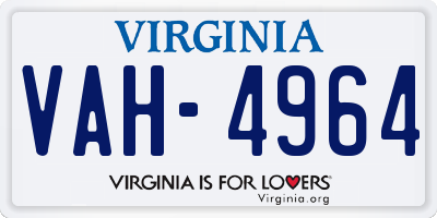 VA license plate VAH4964
