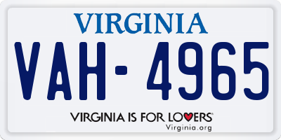 VA license plate VAH4965