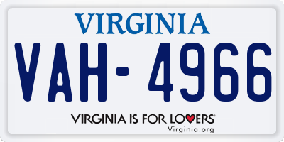 VA license plate VAH4966