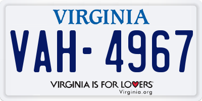VA license plate VAH4967