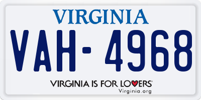 VA license plate VAH4968