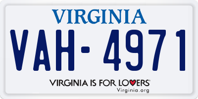 VA license plate VAH4971