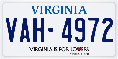 VA license plate VAH4972