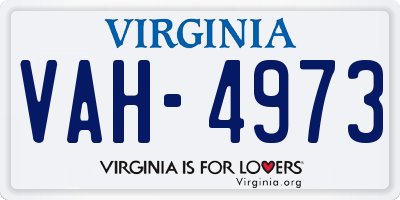 VA license plate VAH4973
