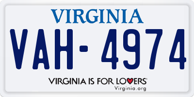 VA license plate VAH4974