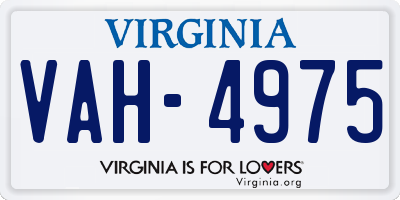 VA license plate VAH4975
