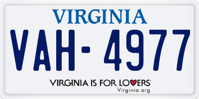 VA license plate VAH4977