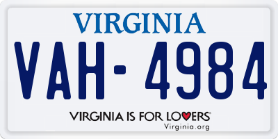 VA license plate VAH4984