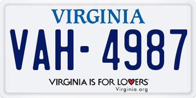 VA license plate VAH4987